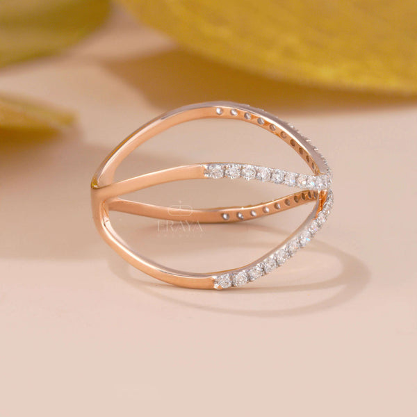 Criss-Cross Stackable Ring with Lab Grown Diamond - Ring