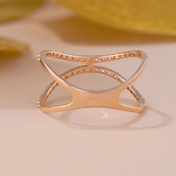 Criss-Cross Stackable Ring with Lab Grown Diamond - Ring