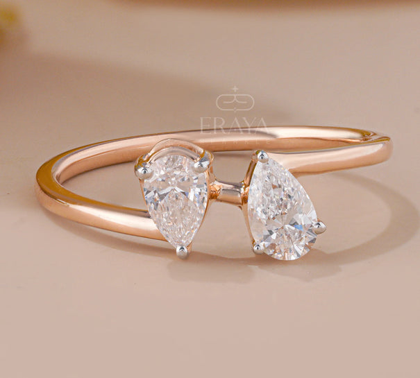 Toi et Moi Promise Ring with Lab Diamond - Ring