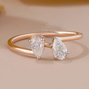 Toi et Moi Promise Ring with Lab Diamond - Ring