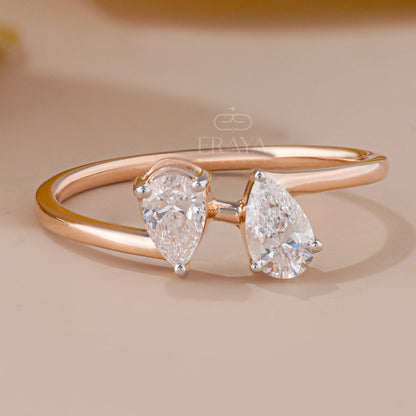 Toi et Moi Promise Ring with Lab Diamond - erayasparkle
