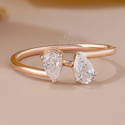 Toi et Moi Promise Ring with Lab Diamond - erayasparkle
