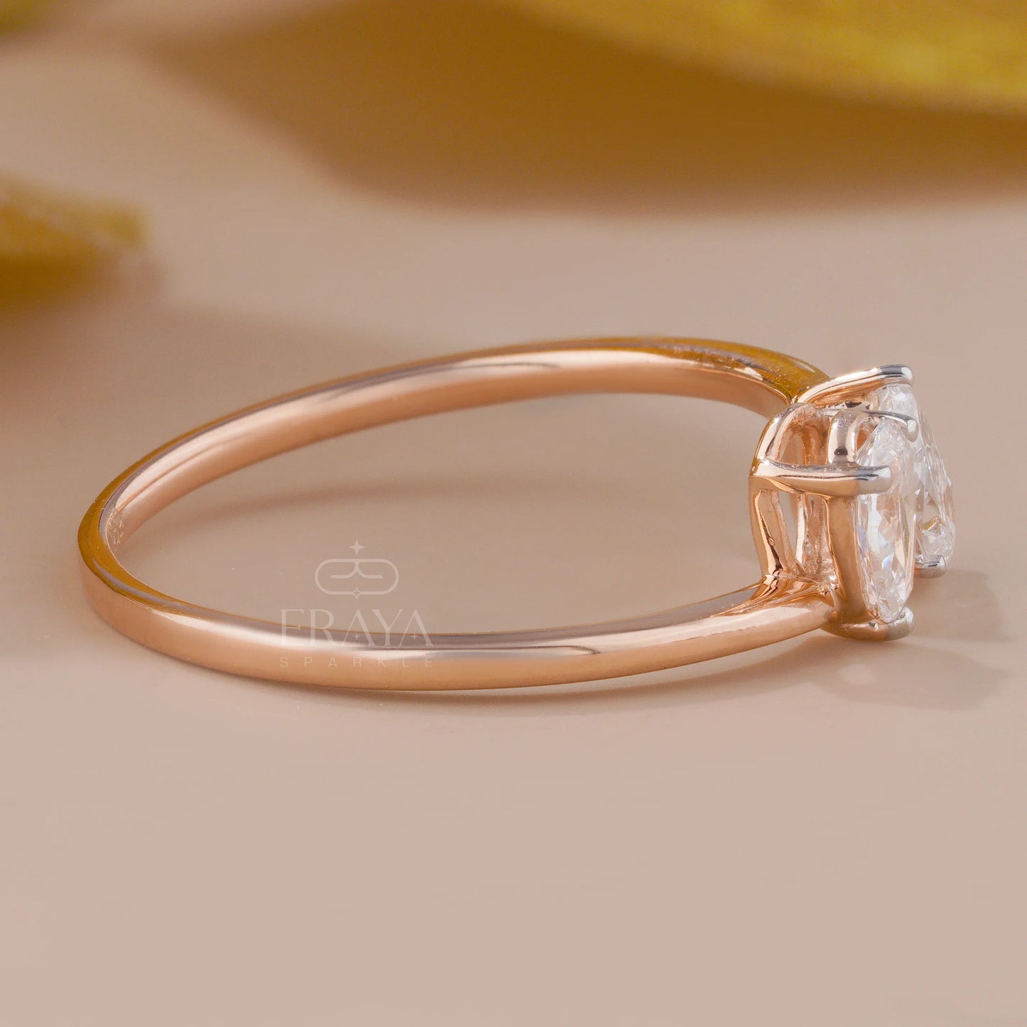 Toi et Moi Promise Ring with Lab Diamond - erayasparkle