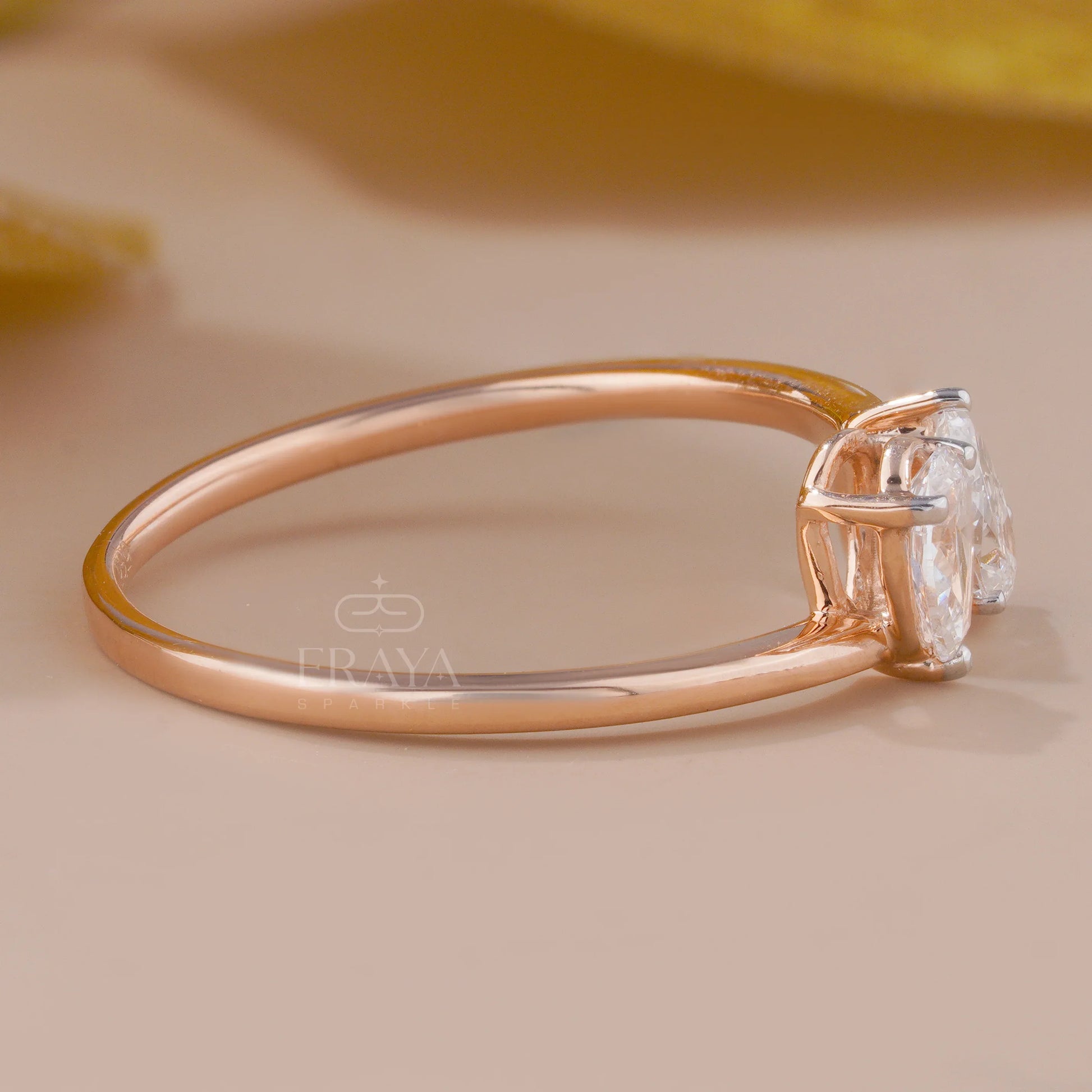 Toi et Moi Promise Ring with Lab Diamond - erayasparkle