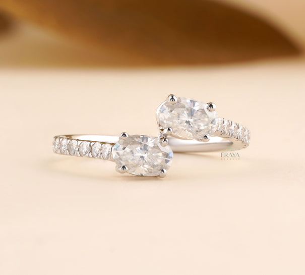 Toi et Moi Ring – Oval Lab Diamond Pave Band - Ring