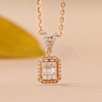 Baguette Round Pendant with Diamond - 