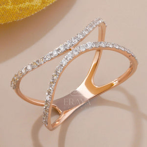 Criss-Cross Stackable Ring with Lab Grown Diamond - Ring