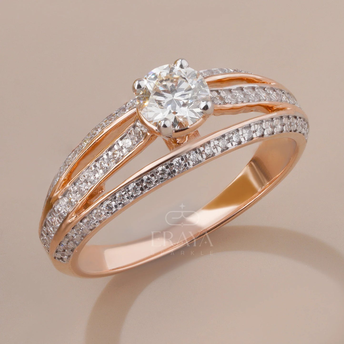 Rose Gold Bridal Ring –Engagement Ring Gold - erayasparkle