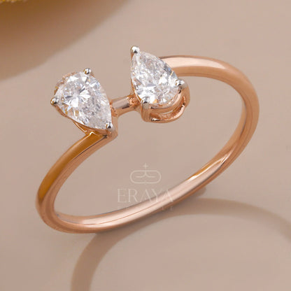 Toi et Moi Promise Ring with Lab Diamond - erayasparkle