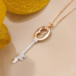 Elegant Key Necklace with Lab-Grown Diamond Pedant - 