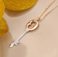 Elegant Key Necklace with Lab-Grown Diamond Pedant - 