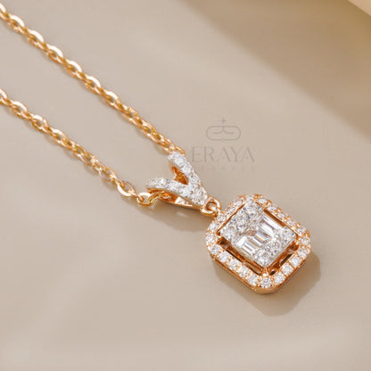 Baguette Round Pendant with Diamond - erayasparkle
