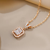 Baguette Round Pendant with Diamond - 
