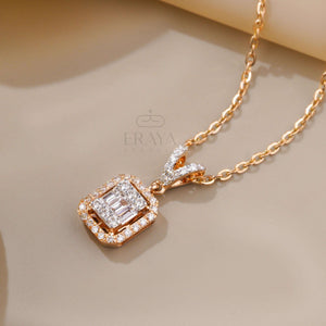 Baguette Round Pendant with Diamond -