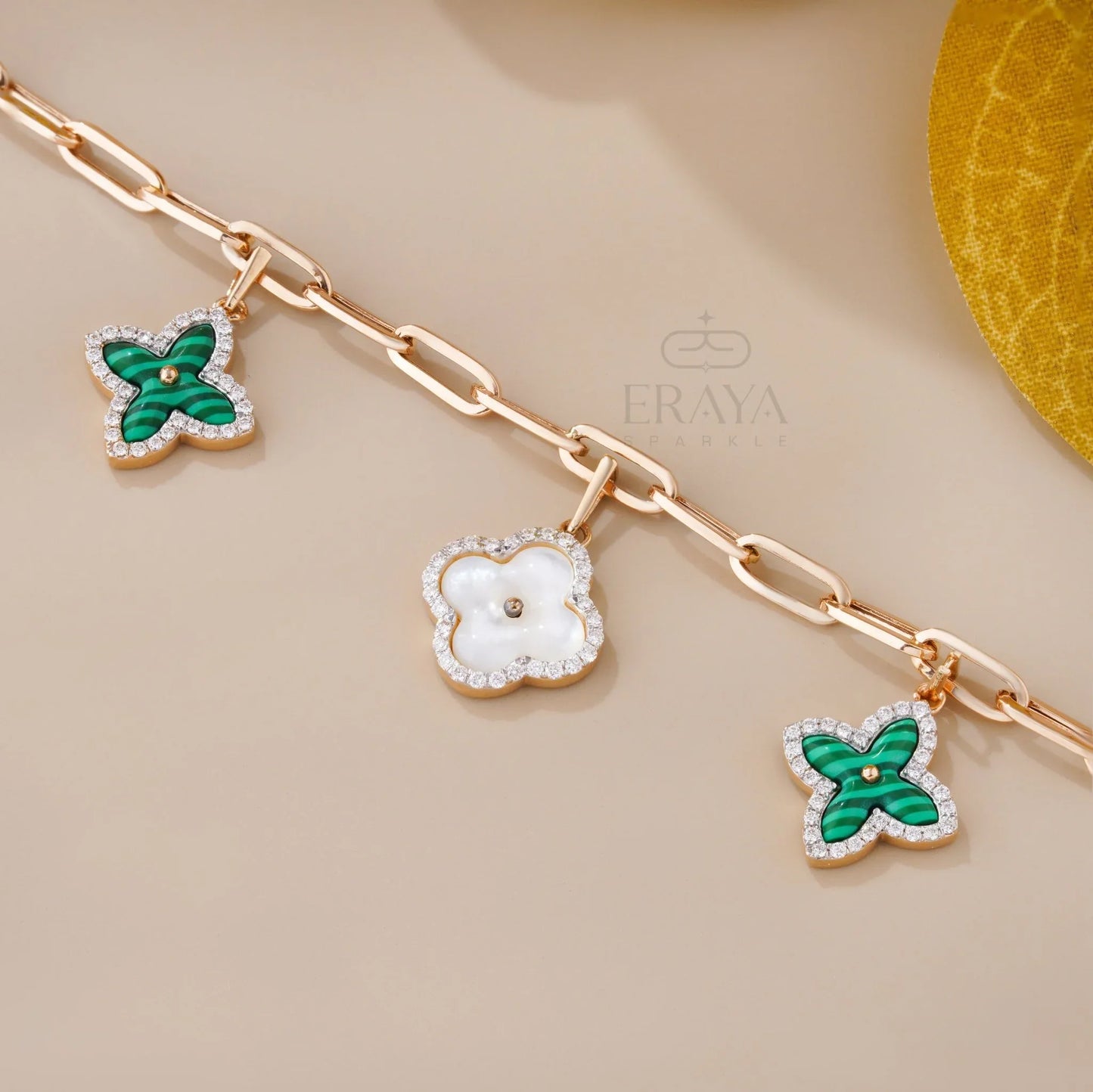 Clover Charm Band with Lab-Created Diamond - erayasparkle