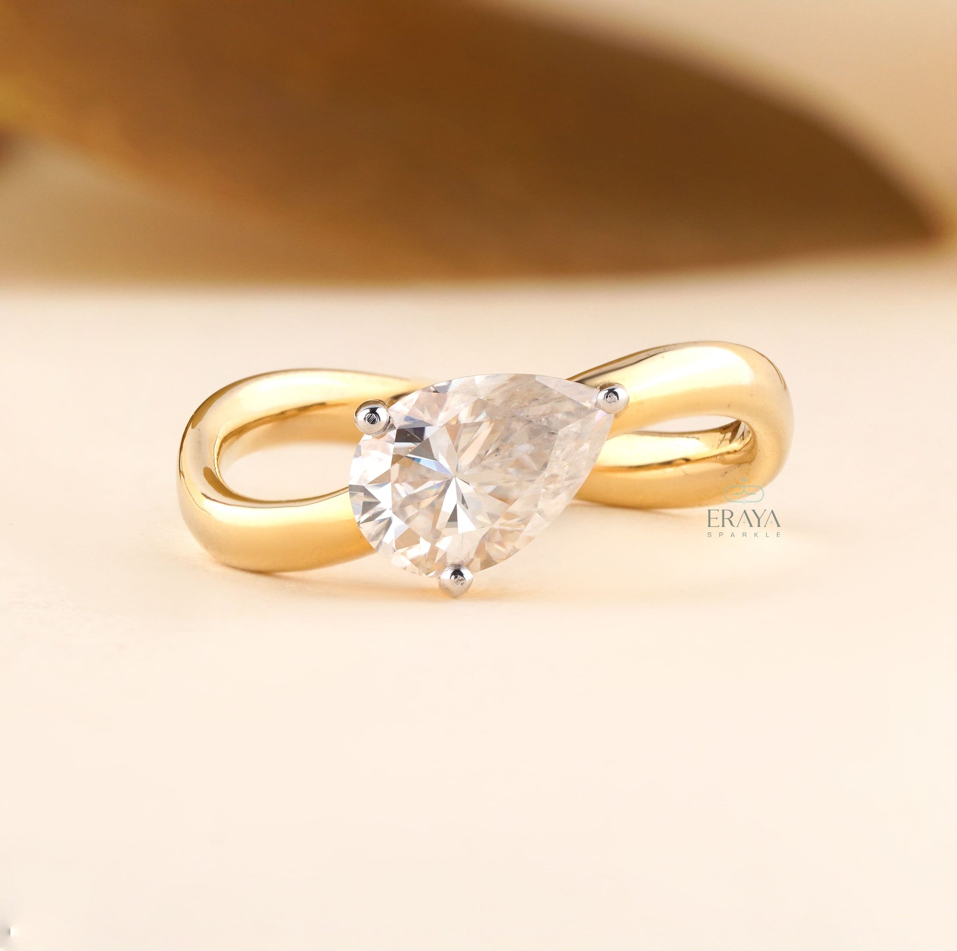 East West Pear Lab Grown Diamond Solitaire Ring - Ring