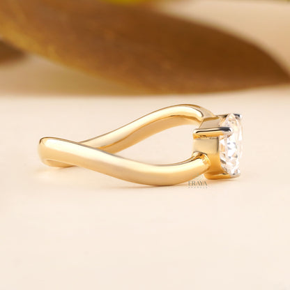 East West Pear Lab Grown Diamond Solitaire Ring - Ring