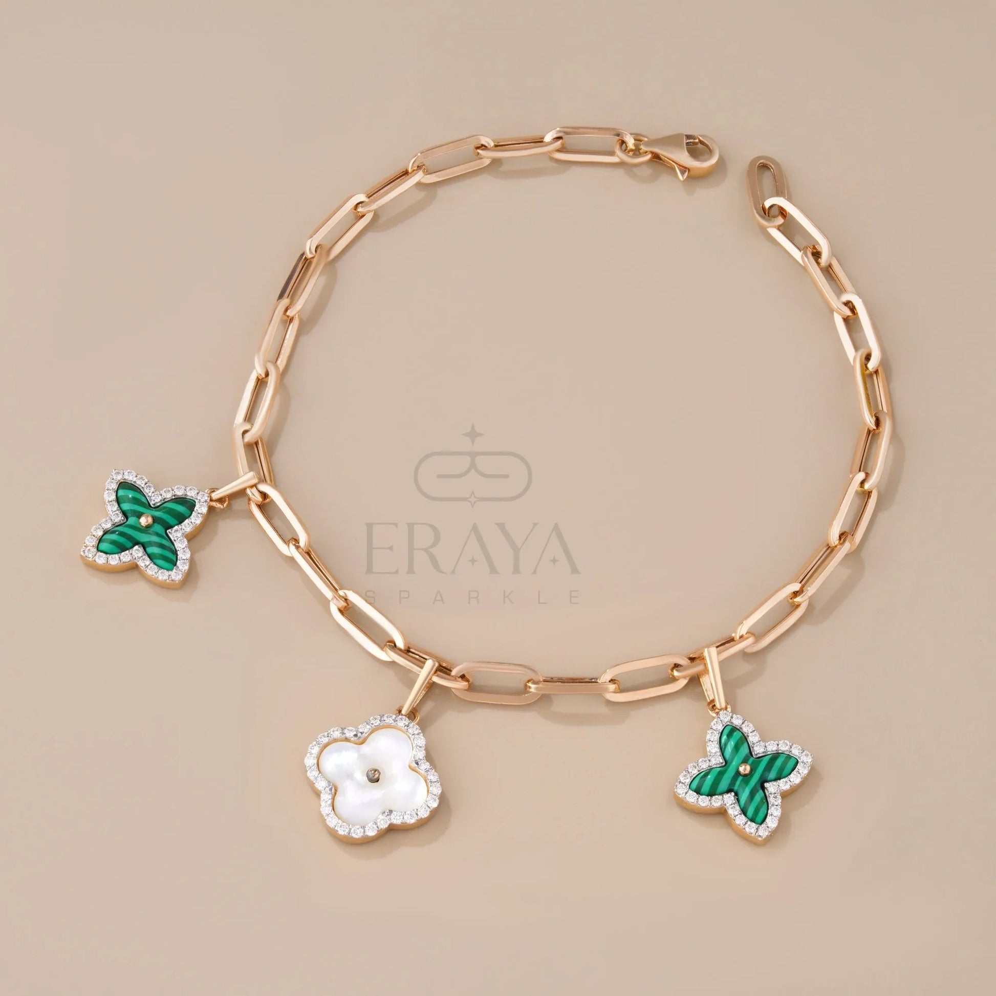 Clover Charm Band with Lab-Created Diamond - erayasparkle