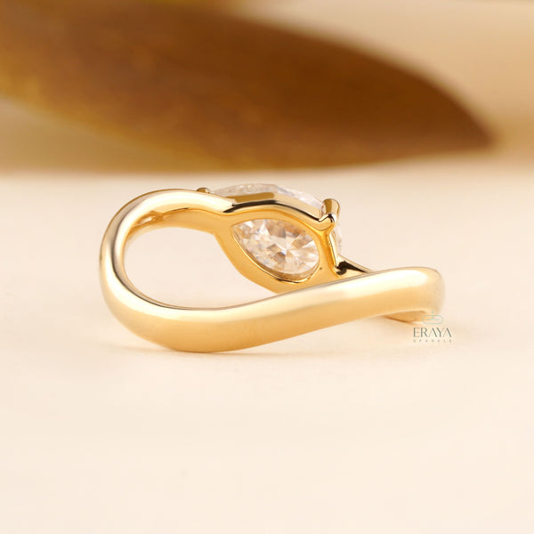 East West Pear Lab Grown Diamond Solitaire Ring - Ring