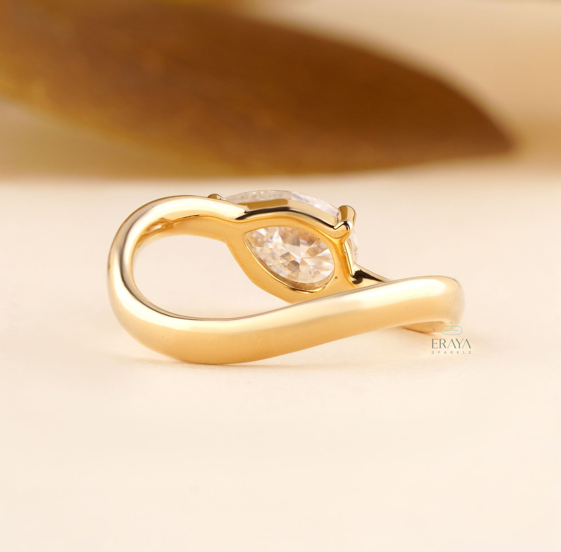 East West Pear Lab Grown Diamond Solitaire Ring - Ring