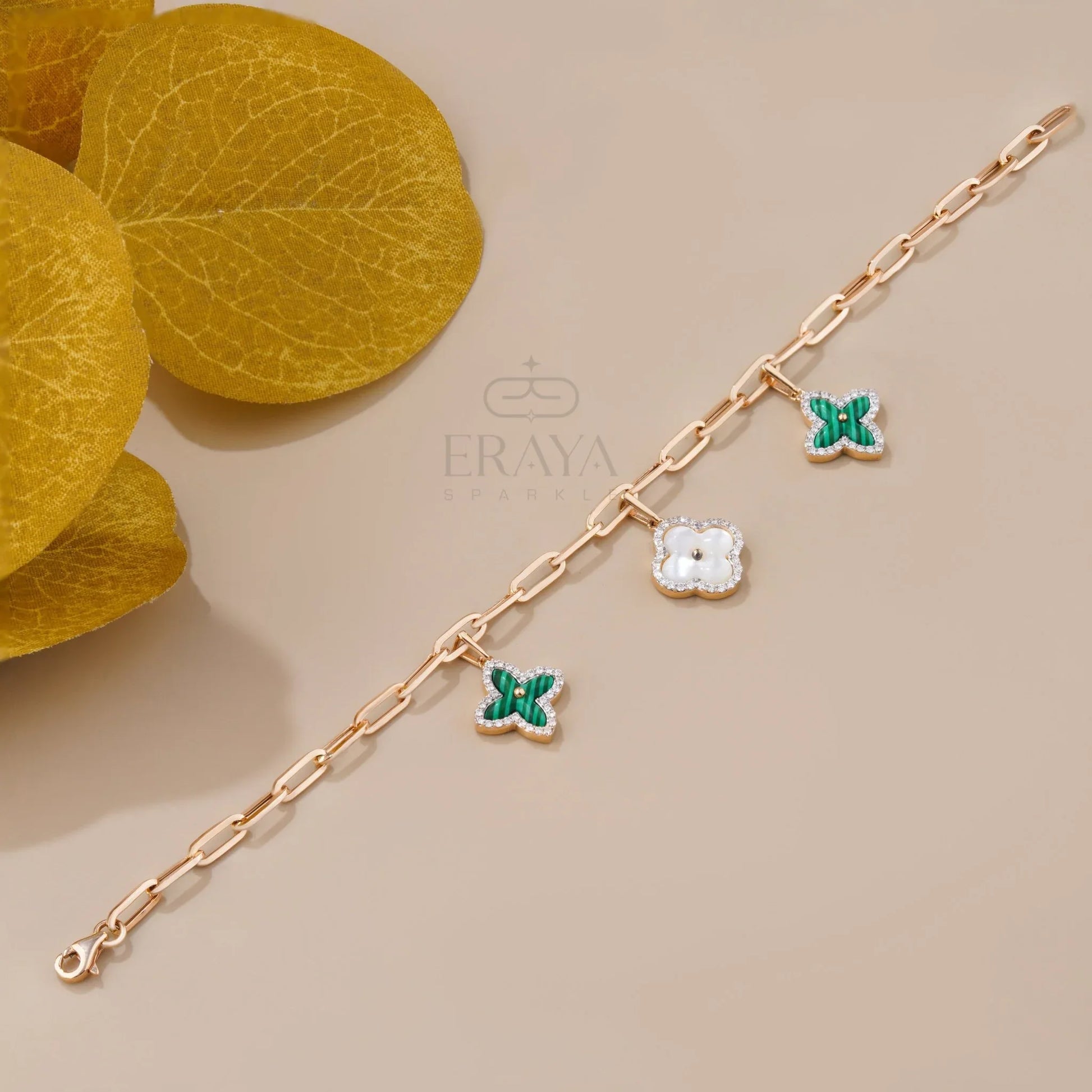 Clover Charm Band with Lab-Created Diamond - erayasparkle