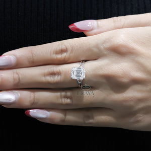Emerald Cut Engagement Rings Gold – 3.62 CT Split Shank Solitaire - Ring