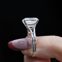 Emerald Cut Engagement Rings Gold – 3.62 CT Split Shank Solitaire - Ring