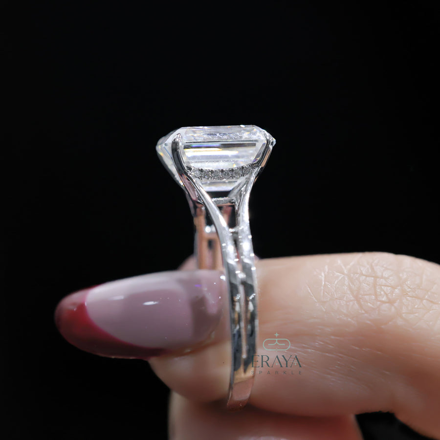 Emerald Cut Engagement Rings Gold – 3.62 CT Split Shank Solitaire - Ring