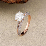 Rose Gold Pavé Solitaire – Diamond Ring - Ring