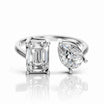 Toi et Moi Design Ring Emerald Diamond