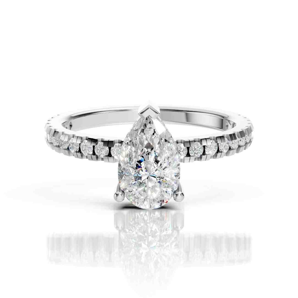 Diamond Pear Cut Ring with Hidden Halo