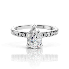 Diamond Pear Cut Ring with Hidden Halo