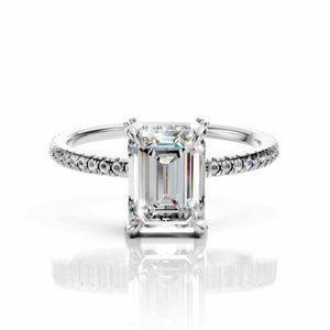 Emerald Diamond Ring Hidden Halo Pavé