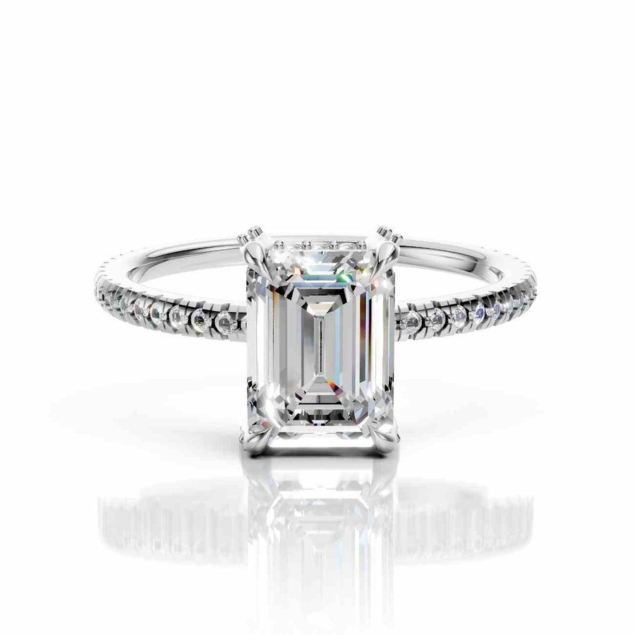 Emerald Diamond Ring Hidden Halo Pavé