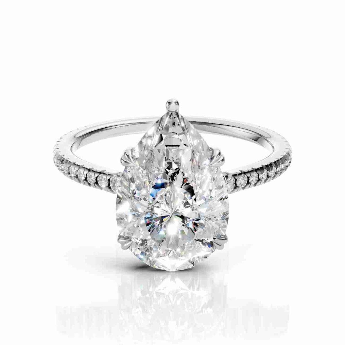 Pear Cut Engagement Ring with Lab Grown Diamond