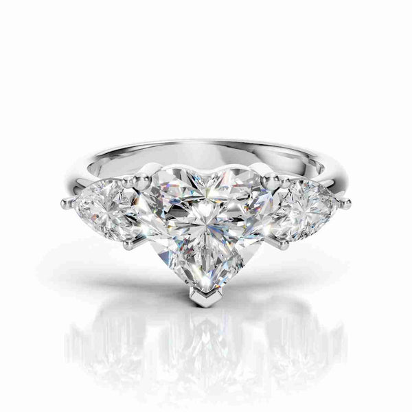 Heart With Pear Diamond Engagement Ring | Three Stone Ring
