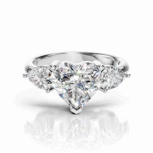 Heart With Pear Diamond Engagement Ring | Three Stone Ring