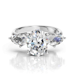 White Gold Engagement Ring Oval – Kite Diamond Design