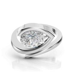Pear Shaped Ring in 14K Gold Bypass Design
