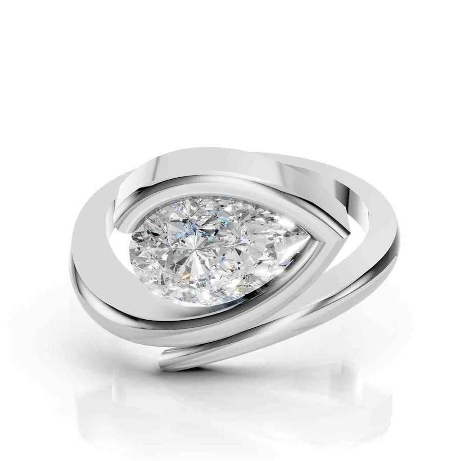 Pear Shaped Ring in 14K Gold Bypass Design