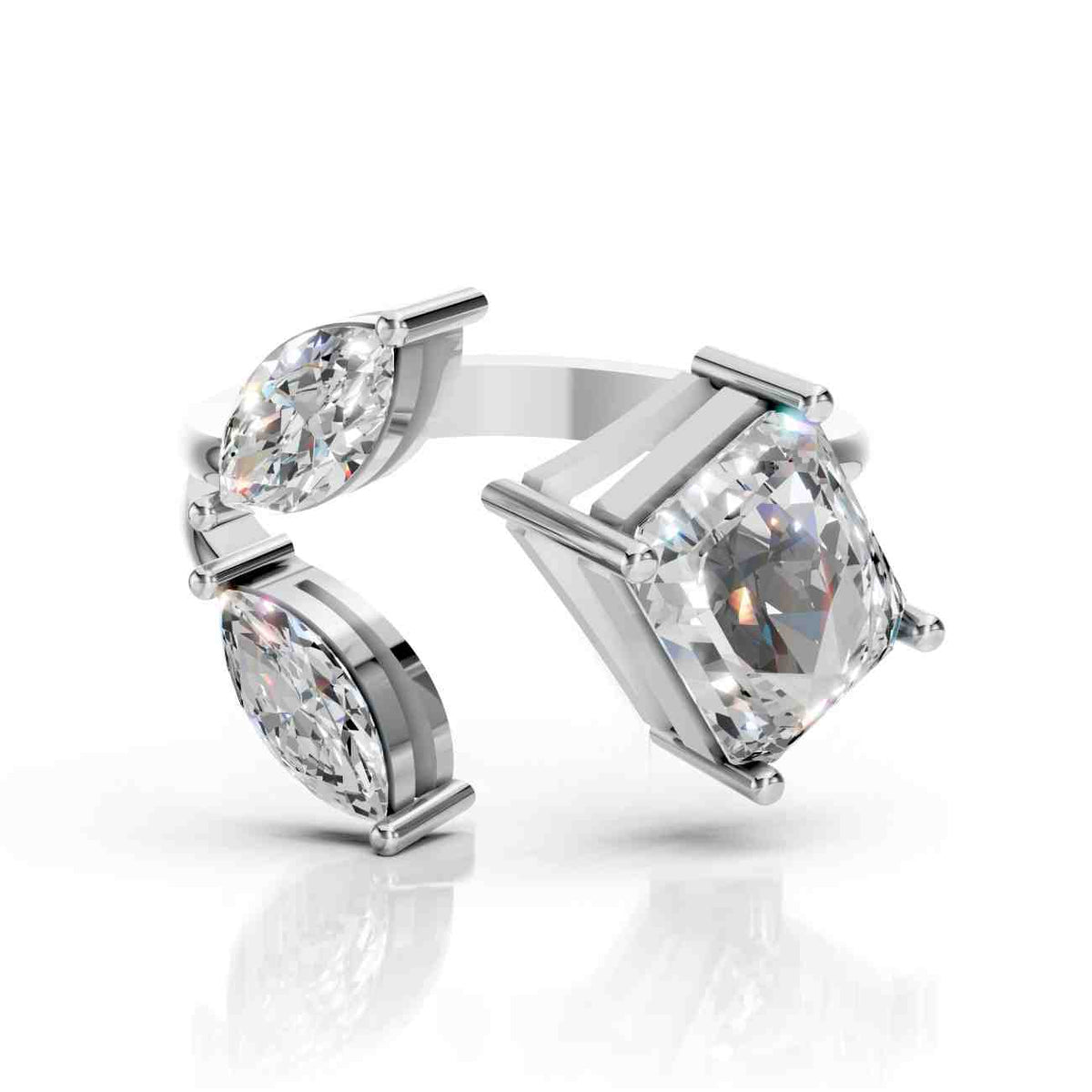 Three Stone Lab Diamond Ring | Emerald Open Band