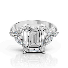 Emerald Cut Ring Diamond with Side Stones