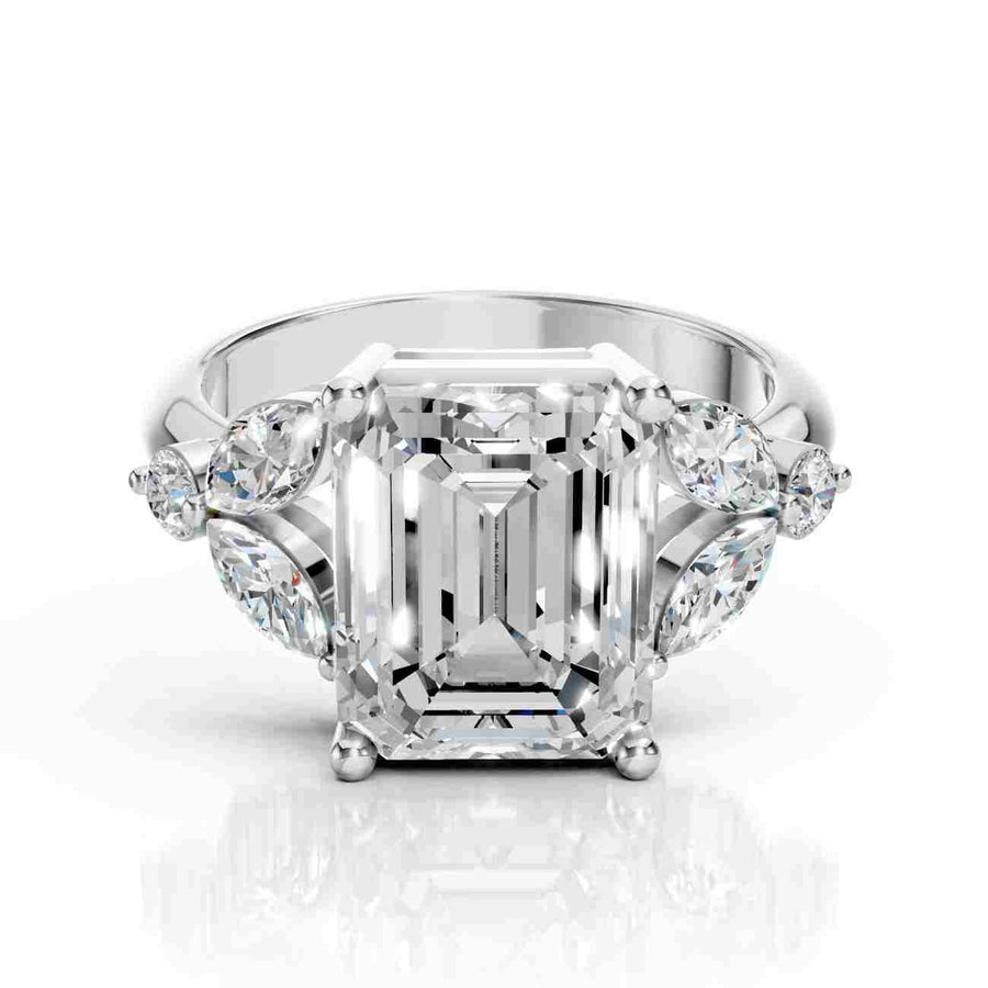 Emerald Cut Ring Diamond with Side Stones
