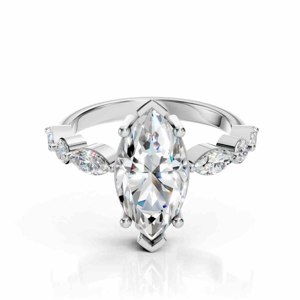 Marquise Engagement Ring With Side Stones – 2.60 CT