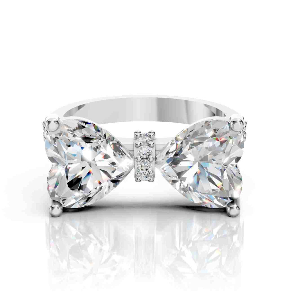 Lab Grown Rings Heart Bow Bridal Ring