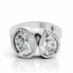Toi et Moi Statement Gold Pear Shaped Ring