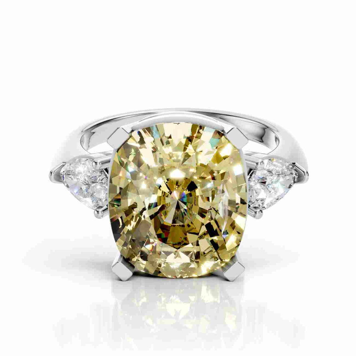 Cushion Cut Diamond Ring with Green Emerald