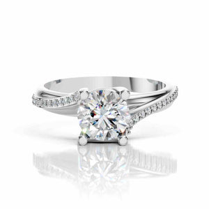 Twisted Band Engagement Ring with Lab Diamond