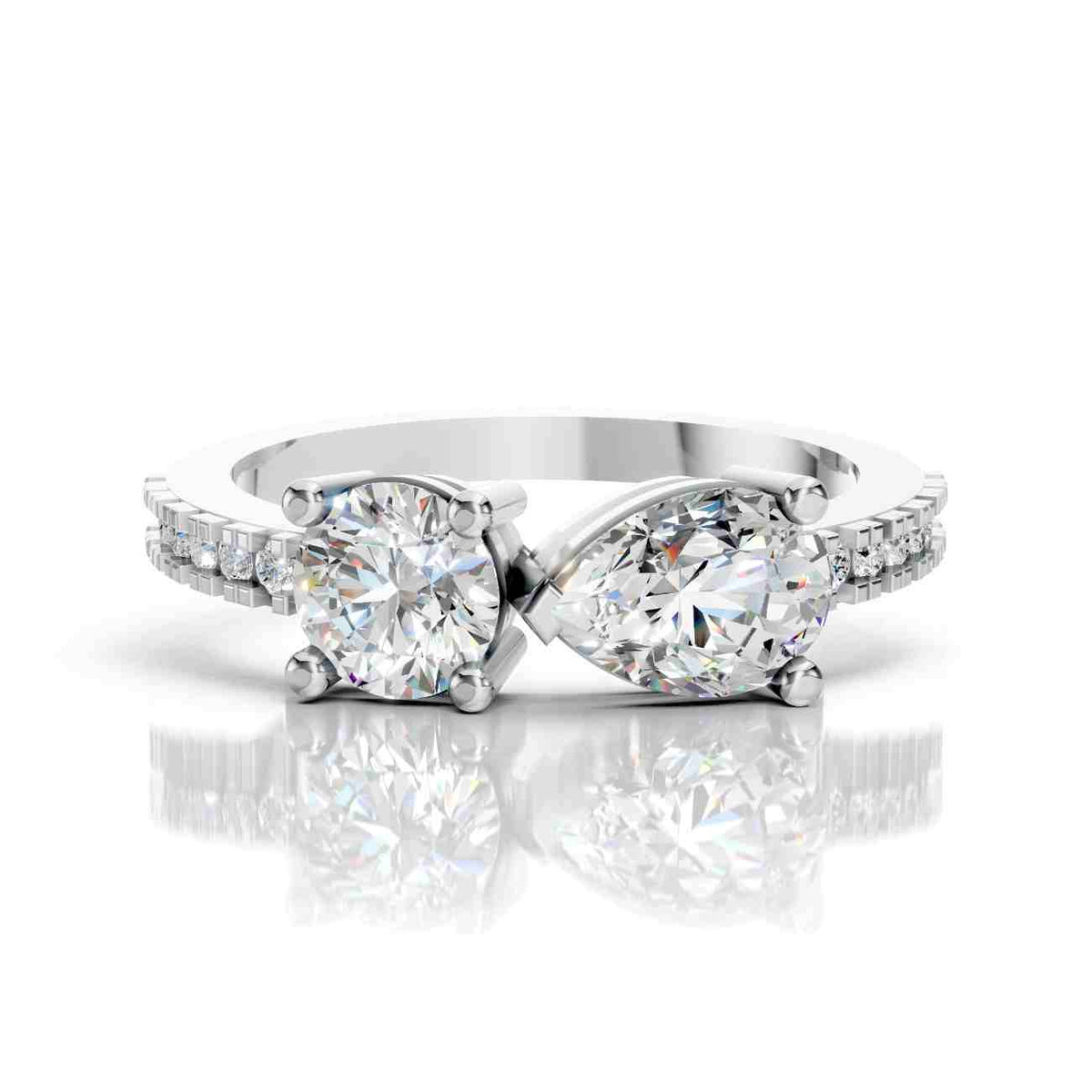 Toi et Moi Engagement Ring | Pear & Round Lab Diamond