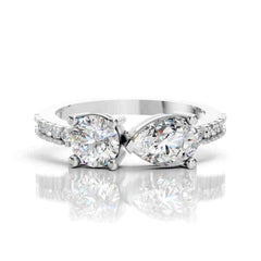 Toi et Moi Engagement Ring | Pear & Round Lab Diamond